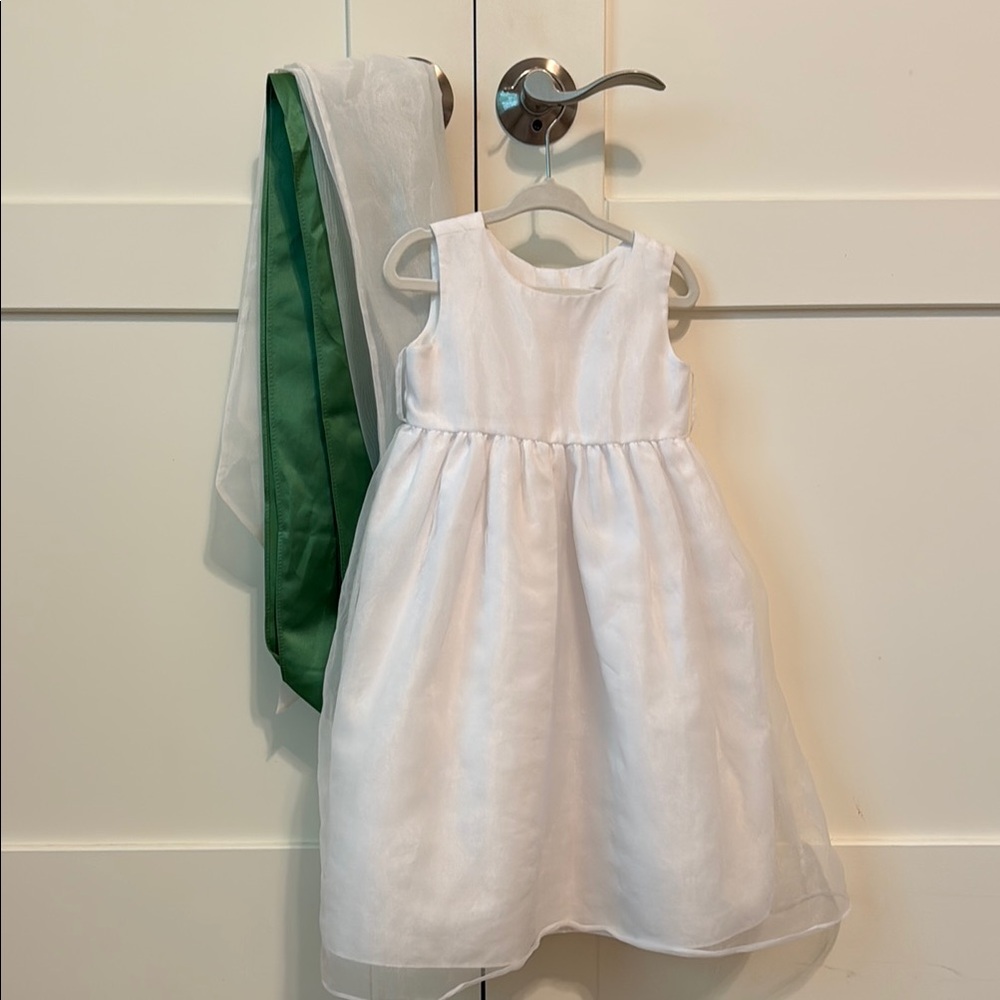 ✨LIKE NEW!✨ Us Angels White Organza Flower Girl Dress with 2 Sashes